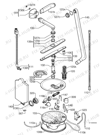 Взрыв-схема посудомоечной машины Brandt DSX0510 - Схема узла Hydraulic System 272